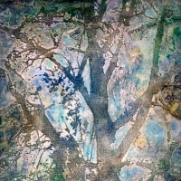 Strom, 2000 - akryl, sítotisk na plátně,70x50cm  
